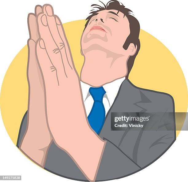 a man praying - head back stock illustrations