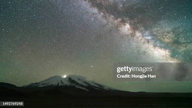 snow mountains and the milky way - 美國 stock pictures, royalty-free photos & images