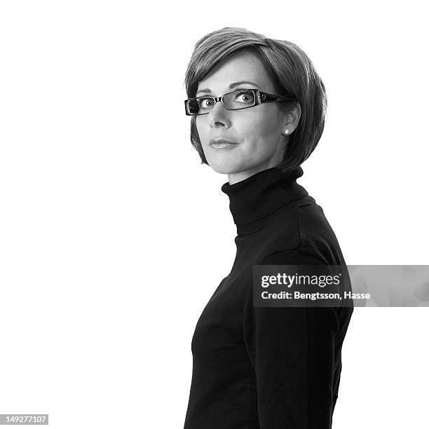 portrait of stylish young woman - black and white portrait woman stock pictures, royalty-free photos & images