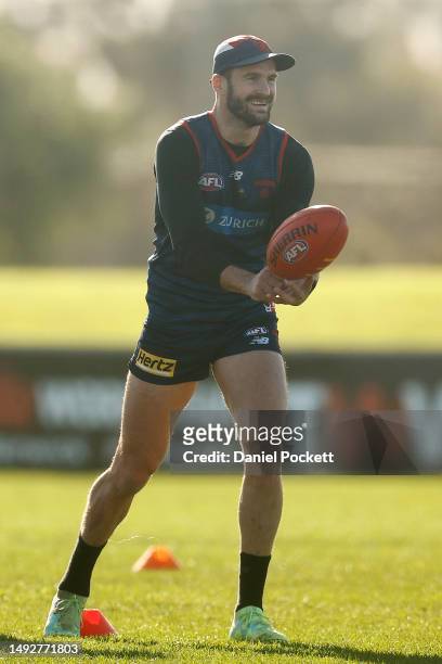 Joel Smith of the Demons in action during a Narrm Football Club / Melbourne Demons AFL training session at Casey Fields on May 24, 2023 in Melbourne,...