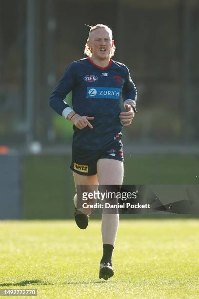 Clayton Oliver of the Demons in action during a Narrm Football Club / Melbourne Demons AFL training session at Casey Fields on May 24, 2023 in...