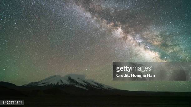 snow mountains and the milky way - 美國 stock pictures, royalty-free photos & images