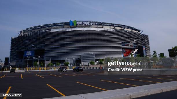 Exterior view from the Met Life Stadium on May 23, 2023 from East Rutherford New Jersey. The tournament will be the first World Cup held across three...
