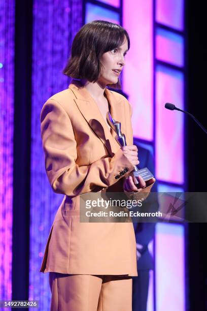 Jodi Balfour speaks onstage during the 48th Annual Gracie Awards at Beverly Wilshire, A Four Seasons Hotel on May 23, 2023 in Beverly Hills,...