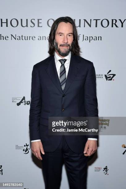 Keanu Reeves arrives at The House of Suntory 100 Year Anniversary Global Event and “Suntory Time” Tribute Premiere on May 23, 2023 in New York City.