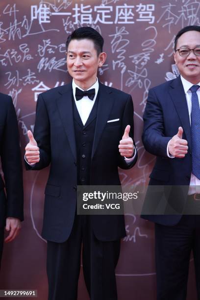 Actor Andy Lau Tak-wah arrives at the red carpet of the 2023 Huabiao Film Awards on May 23, 2023 in Beijing, China.