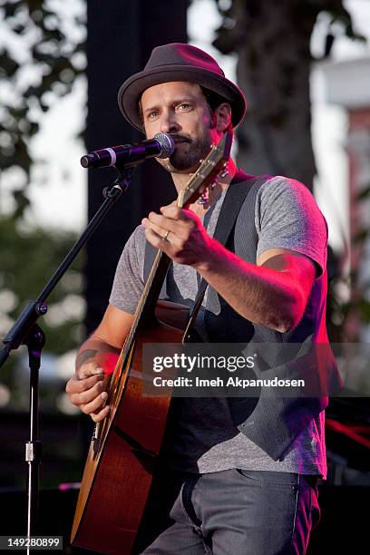 Musician Tony Lucca of NBC's 'The Voice' performs at the Summer Concert Series at The Grove on July 25, 2012 in Los Angeles, California.
