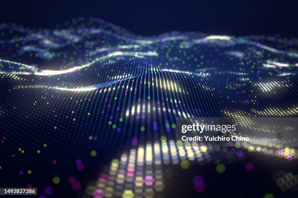 metallic textured huge data wave - data volume stock pictures, royalty-free photos & images