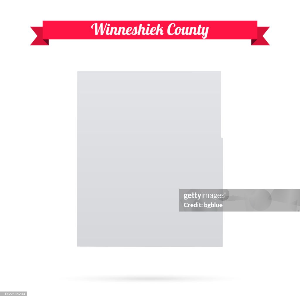 Winneshiek County, Iowa. Map on white background with red banner