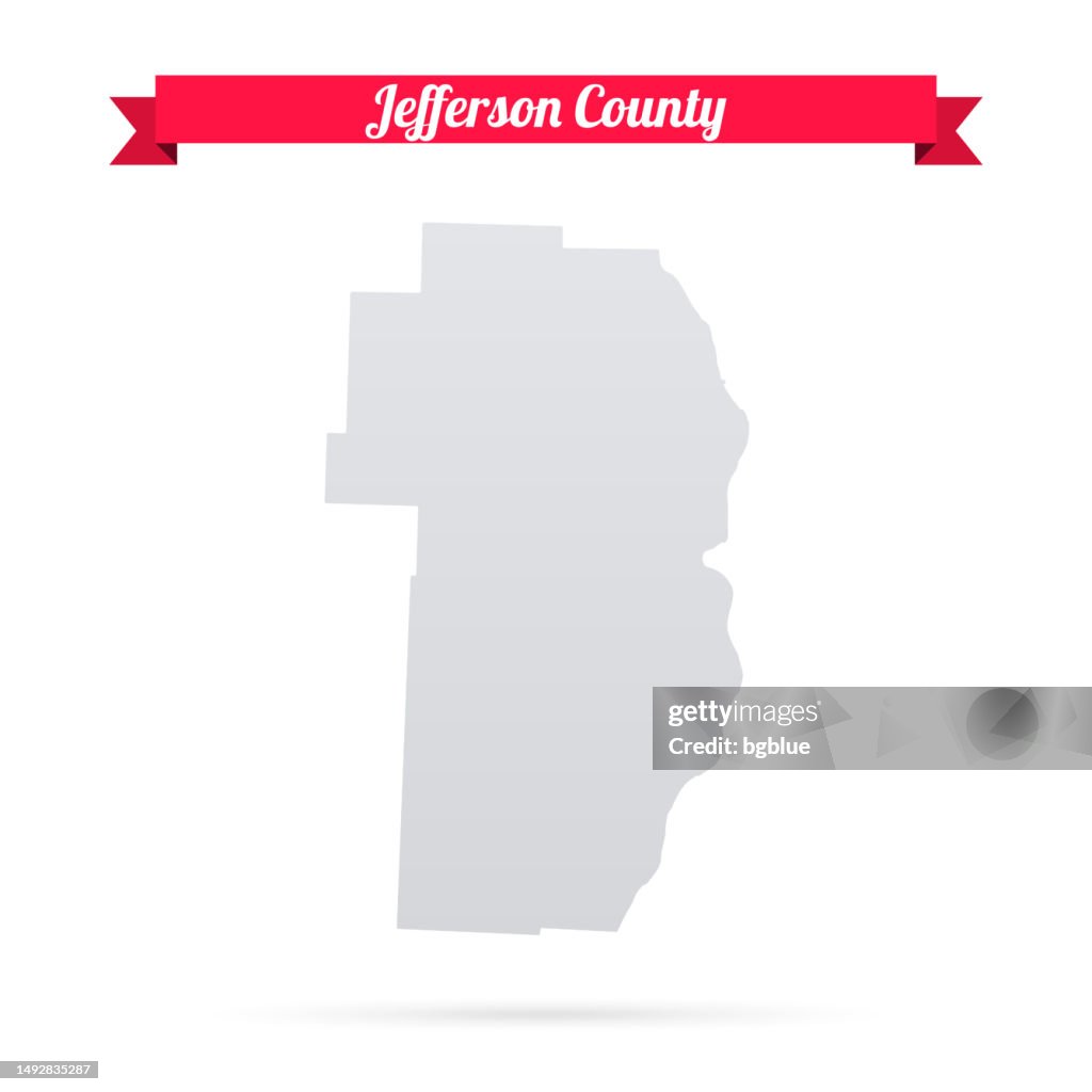 Jefferson County, Ohio. Map on white background with red banner
