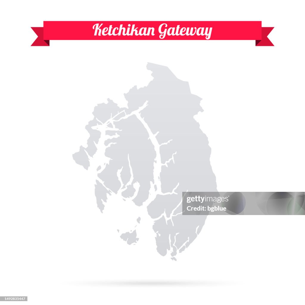 Ketchikan Gateway, Alaska. Map on white background with red banner