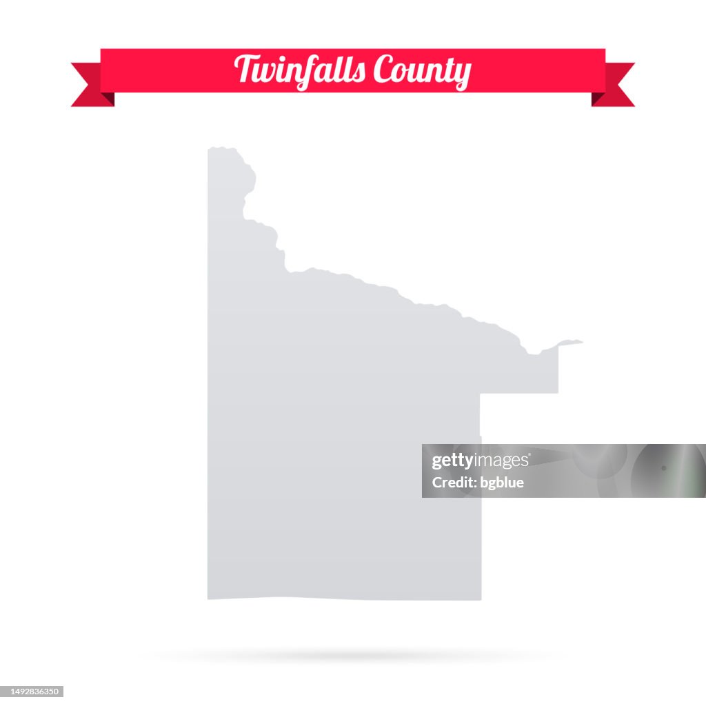 Twinfalls County, Idaho. Map on white background with red banner