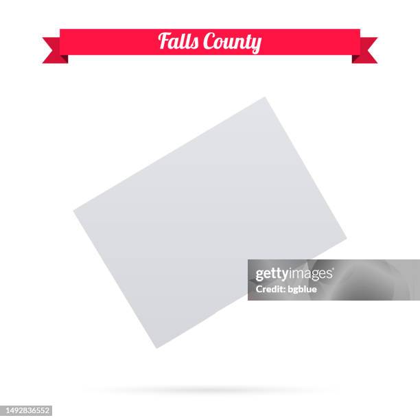falls county, texas. map on white background with red banner - marlin stock illustrations