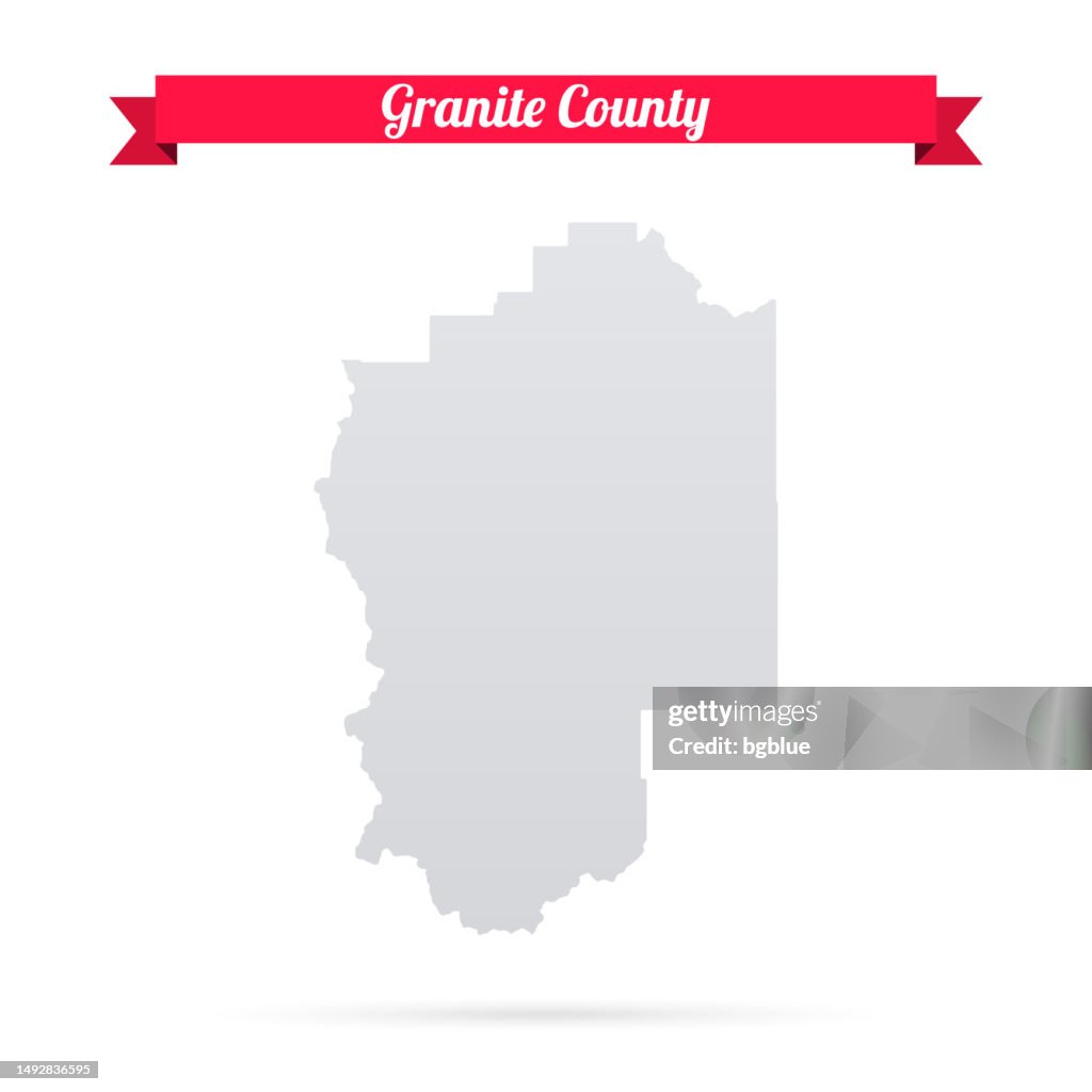 Granite County, Montana. Map on white background with red banner