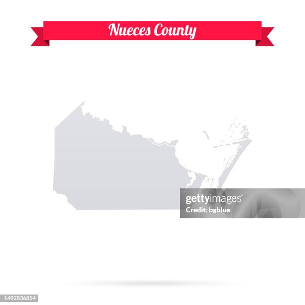 nueces county, texas. map on white background with red banner - nueces stock illustrations