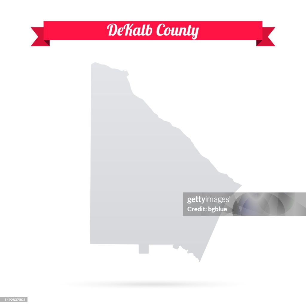 DeKalb County, Georgia. Map on white background with red banner