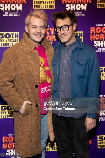 Joel Creasey and Eddie Perfect attends opening night of "The Rocky Horror Show" 50th Anniversary Tour at the Athenaeum Theatre Melbourne on May 24,...