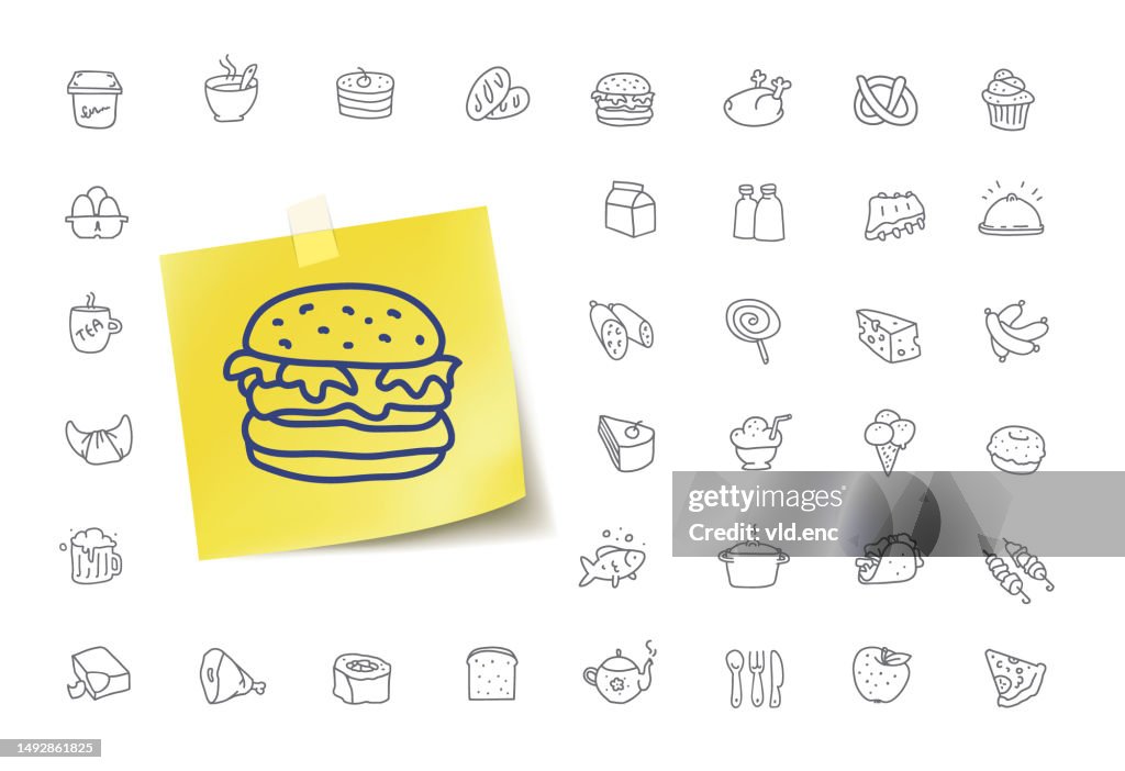 Fast Food Doodle Icons
