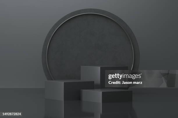 black 3d display platform space - arte e artesanato objeto manufaturado imagens e fotografias de stock