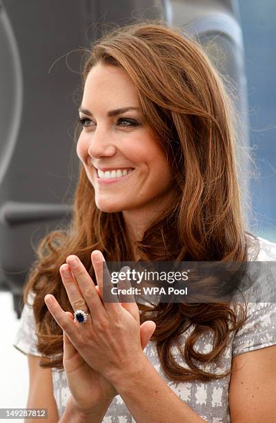 Catherine, Duchess of Cambridge visits Bacon's College on July 26, 2012 in London, England. Prince Harry, Prince William, Duke of Cambridge and...