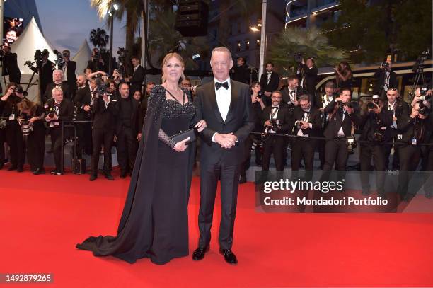 American actor Tom Hanks and his wife Rita Wilson, actress and film producer, at Cannes Film Festival 2023. Red carpet Asteroid City. Cannes , May...