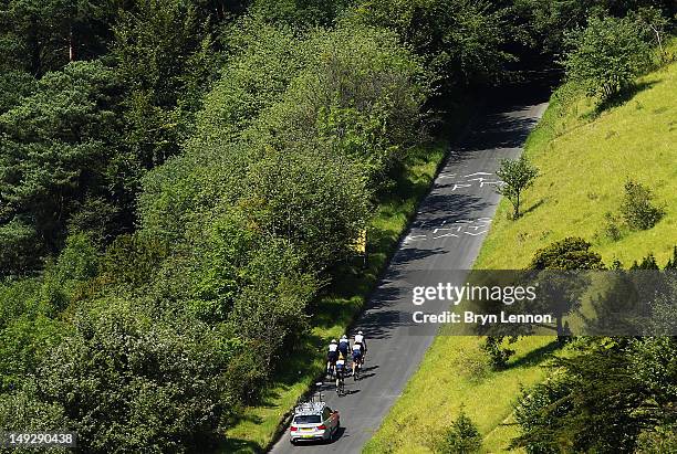 The Team GB cycling team make their way up Box Hill on a training ride in preparation for the Men's Road Race of 2012 Olympic Games on July 26, 2012...