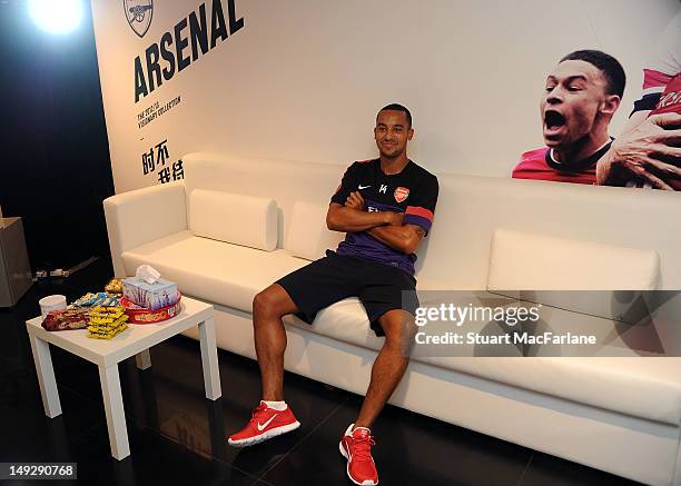 Theo Walcott of Arsenal attends a Nike event in Beijing during their pre-season Asian Tour in China on July 26 2012 in Beijing, China.