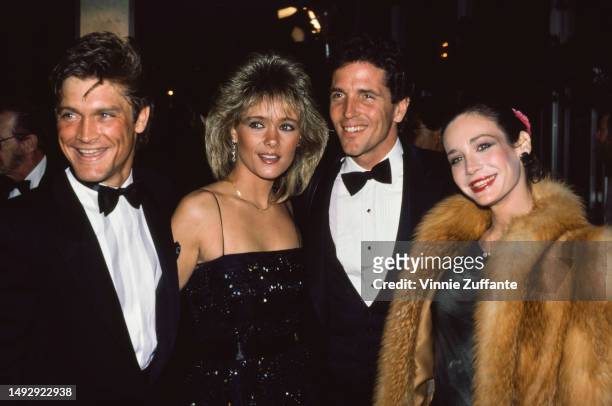 Mary Crosby and others attend a red carpet event, United States, circa 1990s.
