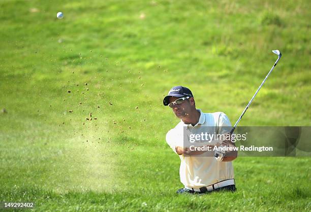 Francois Delamontagne of France in action during the first round of the English Challenge at Stoke by Nayland Golf, Hotel and Spa on July 26, 2012 in...
