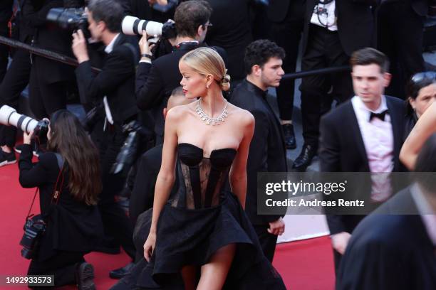 Frida Aasen and Sofia Resing attend the "La Passion De Dodin Bouffant" red carpet during the 76th annual Cannes film festival at Palais des Festivals...