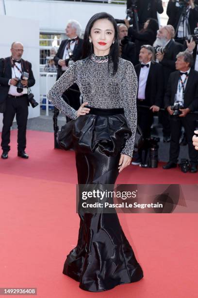 Yao Chen attends the "La Passion De Dodin Bouffant" red carpet during the 76th annual Cannes film festival at Palais des Festivals on May 24, 2023 in...