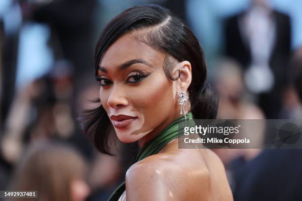 Winnie Harlow attends the "La Passion De Dodin Bouffant" red carpet during the 76th annual Cannes film festival at Palais des Festivals on May 24,...