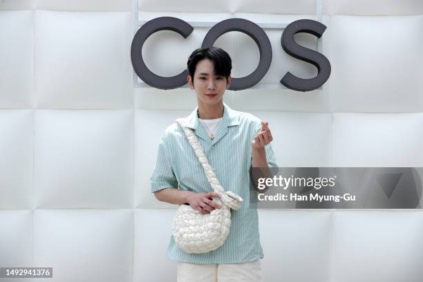 Key of South Korean boy band SHINee is seen at the 'COS' quilted bag pop-up store opening on May 24, 2023 in Seoul, South Korea.