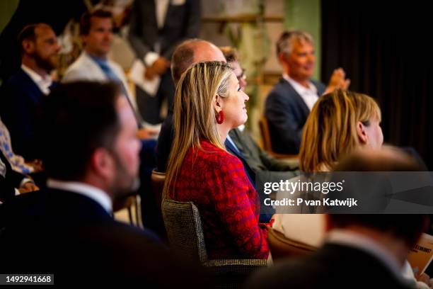 Queen Maxima of The Netherlands visits Aventus MBO school to attend a class about three debt relief methods supported by SchuldenlabNL on May 24,...