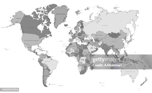 world map in different grayscale. - world map simple stock illustrations
