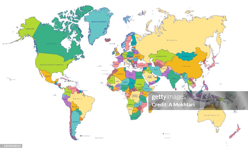 All Countries Graphics Detailed World Map With Countries High-Res Vector Graphic - Getty Images