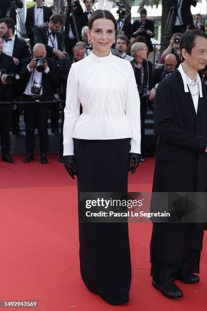 Juliette Binoche attends the "La Passion De Dodin Bouffant" red carpet during the 76th annual Cannes film festival at Palais des Festivals on May 24,...