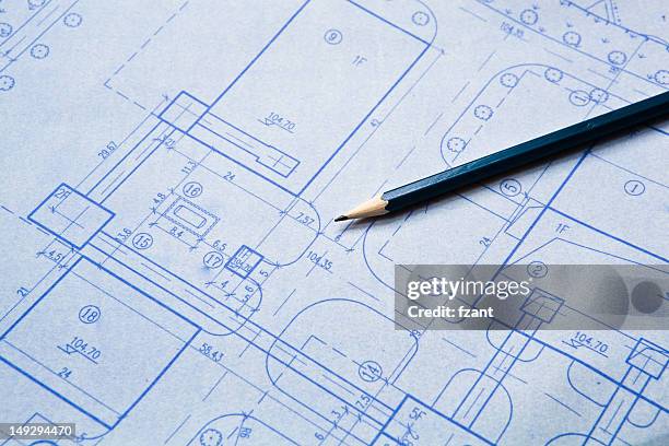 architektur blueprint-detailarbeit - papierwerk stock-fotos und bilder