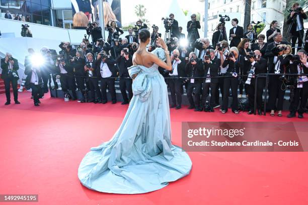 Jourdan Dunn attends the "La Passion De Dodin Bouffant" red carpet during the 76th annual Cannes film festival at Palais des Festivals on May 24,...