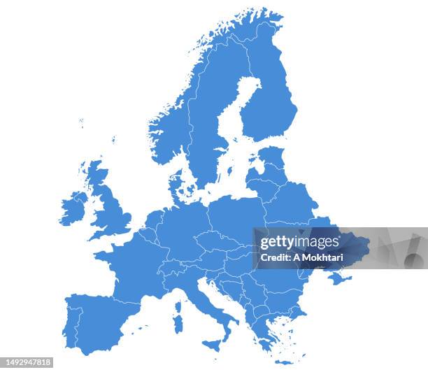 illustrazioni stock, clip art, cartoni animati e icone di tendenza di mappa dell'unione europea. - carta geografica
