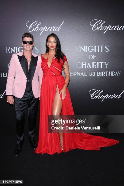 Robin Thicke and April Love Geary attend the Knights of Charity Eternal 33 Birthday during the 76th annual Cannes film festival at on May 24, 2023 in...