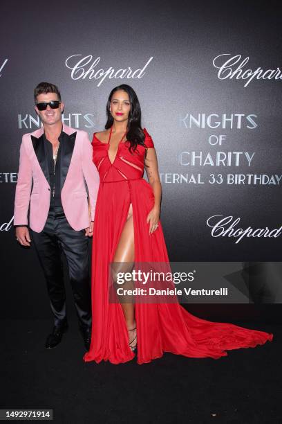 Robin Thicke and April Love Geary attend the Knights of Charity Eternal 33 Birthday during the 76th annual Cannes film festival at on May 24, 2023 in...