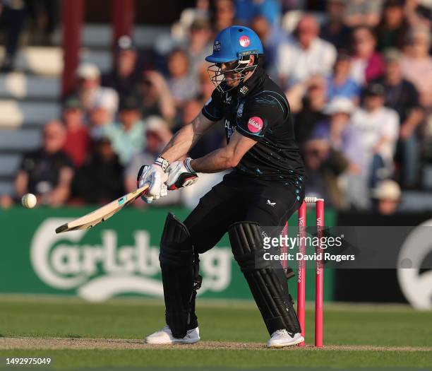Ben Cox of Worcestershire Rapids is bowled by Tom Taylor during the Vitality Blast T20 match between Northamptonshire Steelbacks and Worcestershire...