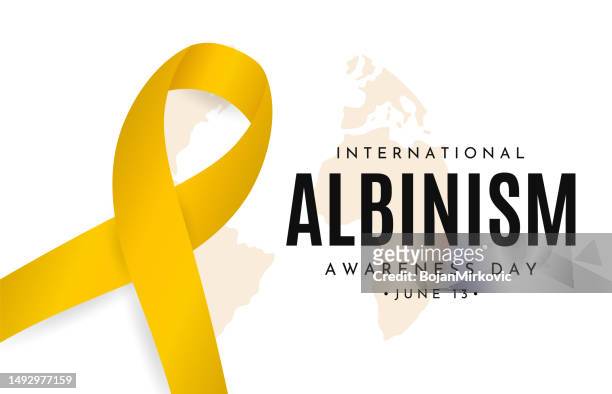 albinism awareness day card, june 13. vector - yellow ribbon stock illustrations