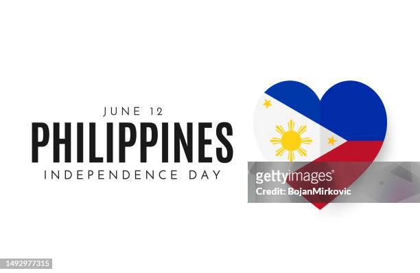 karte zum unabhängigkeitstag der philippinen, 12. juni. vektor - philippines national flag stock-grafiken, -clipart, -cartoons und -symbole