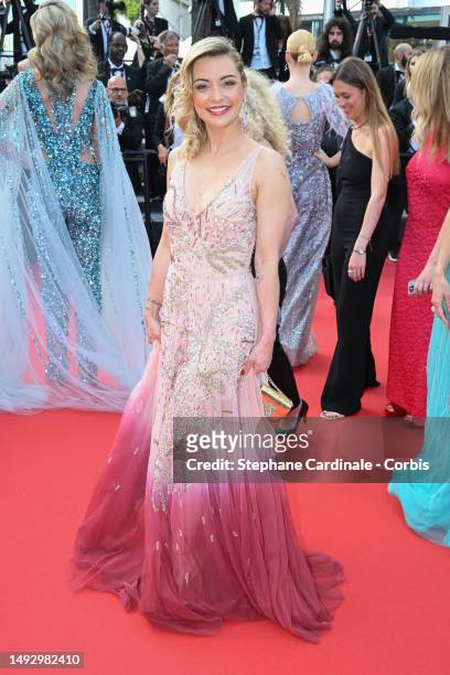 Priscilla Betti attends the "La Passion De Dodin Bouffant" red carpet during the 76th annual Cannes film festival at Palais des Festivals on May 24,...
