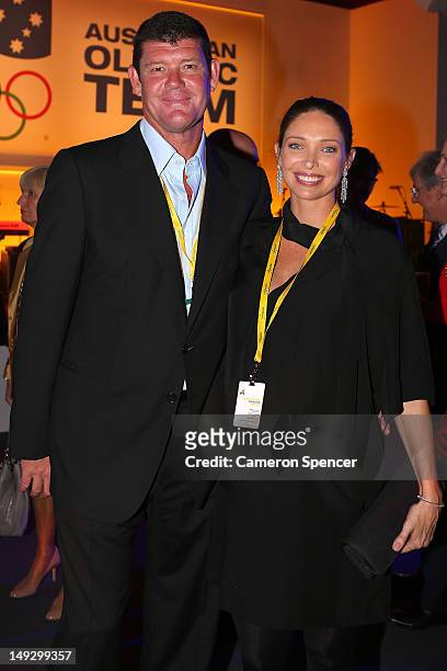 James Packer and his wife Erica Packer attend the Australian Olympic Committee 2012 Olympic Games team flag bearer announcement at the Stratford...