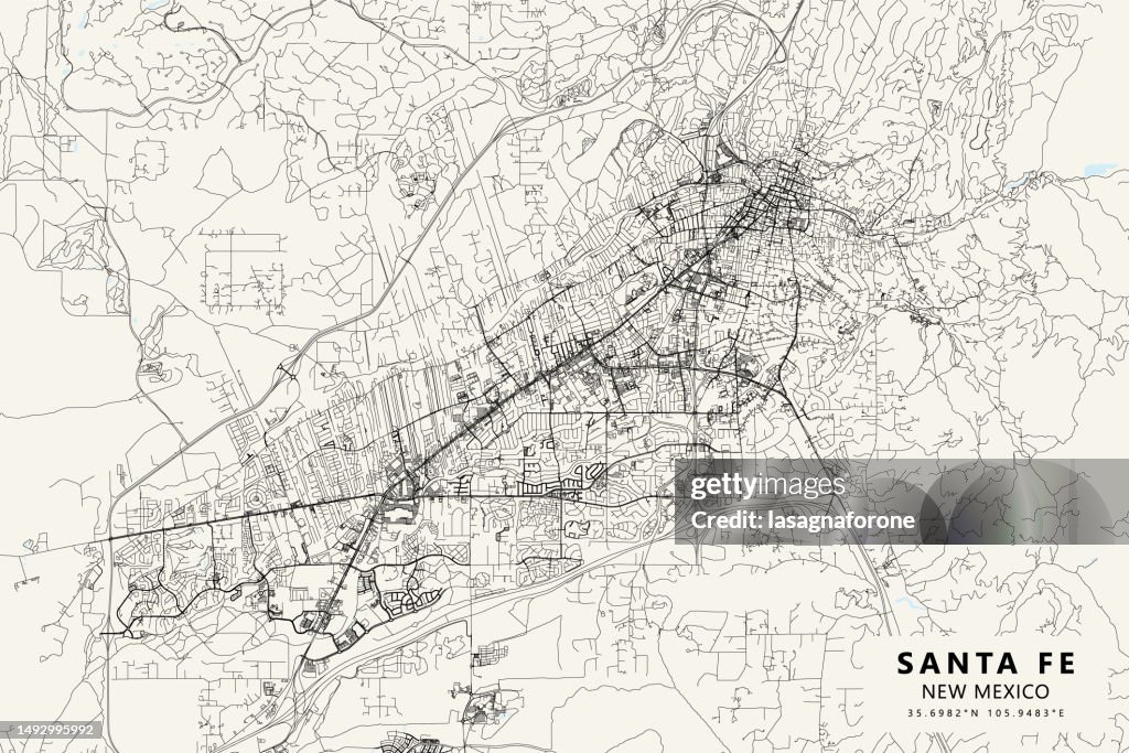 Santa Fe, New Mexico, USA Vector Map