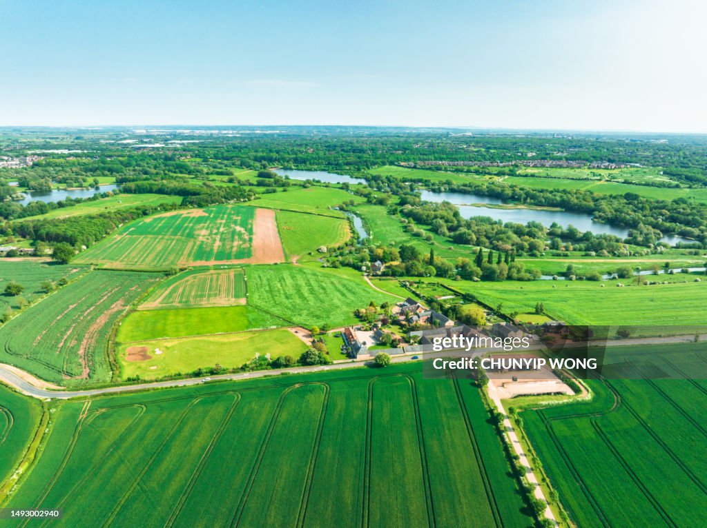 High Angle View of British Town and Residential Homes