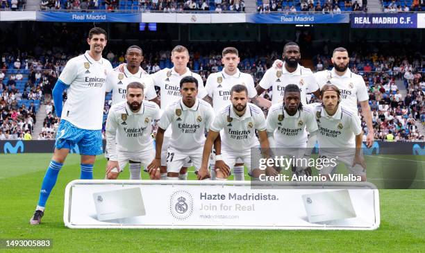 The starting line up of Real Madrid during the LaLiga Santander match between Real Madrid CF and Rayo Vallecano at Estadio Santiago Bernabeu on May...